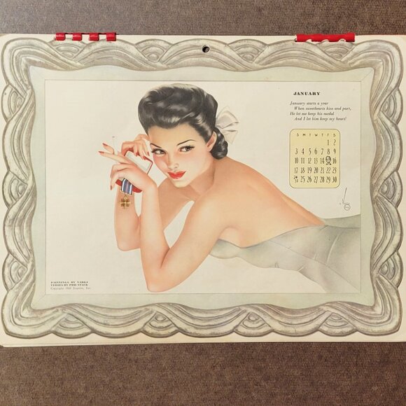 1942 Esquire Varga 12 Month Pin Up Girl Calendar - Picture 1 of 10
